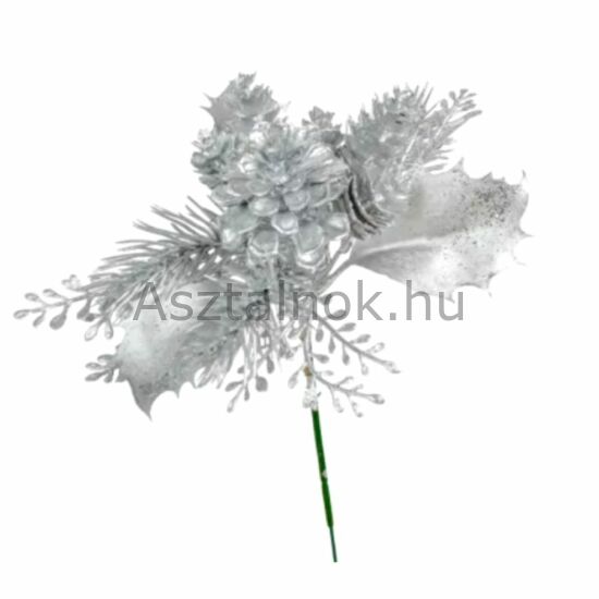 Ezüst színű tobozos, leveles pick , betűző ág
