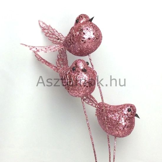 glitteres madár dekoráció