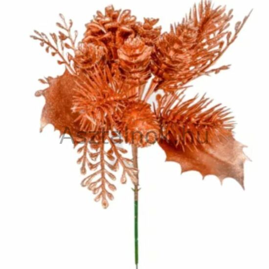 Rosegold színű tobozos, leveles betűző ág